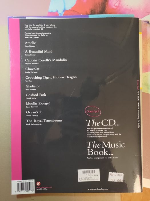 New film themes Playalong for cello nuty na wiolonczelę