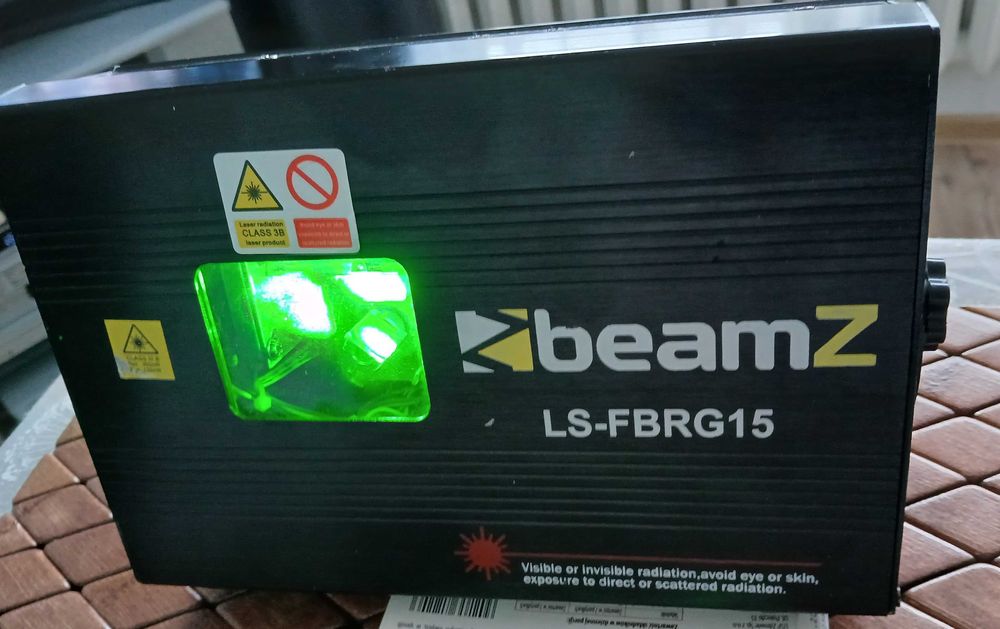 Laser dyskotekowy zielony czerwony żółty Beamz LS-FBRG15 DMX impreza
