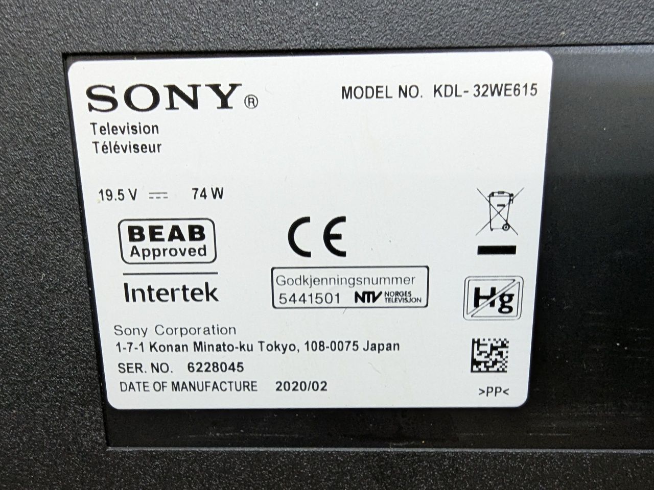 SONY KDL-32WE615  Smart TV Wi-Fi YouTube !!! 2020