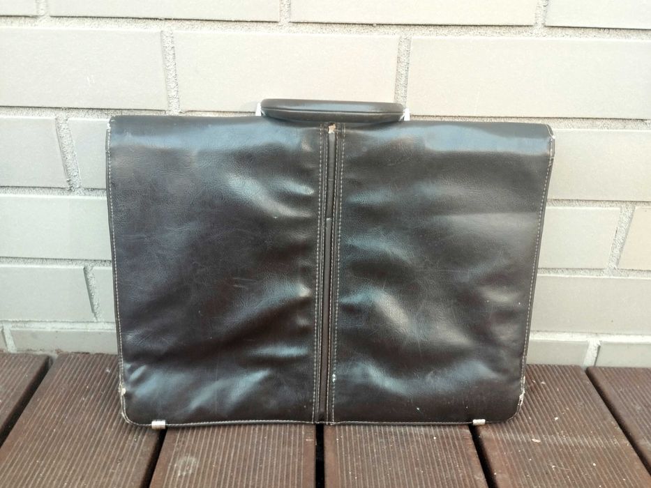 Torba męska - aktówka duża - brązowa z rączką / teczka / 5 kieszeni