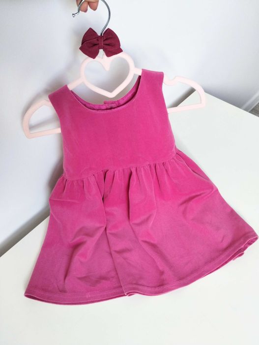 różowa sukienka spinka kokardka handmade