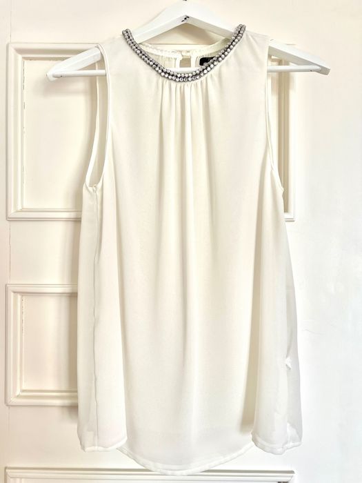 Blusa fluida com decote em gargantilha de brilhantes Zara L