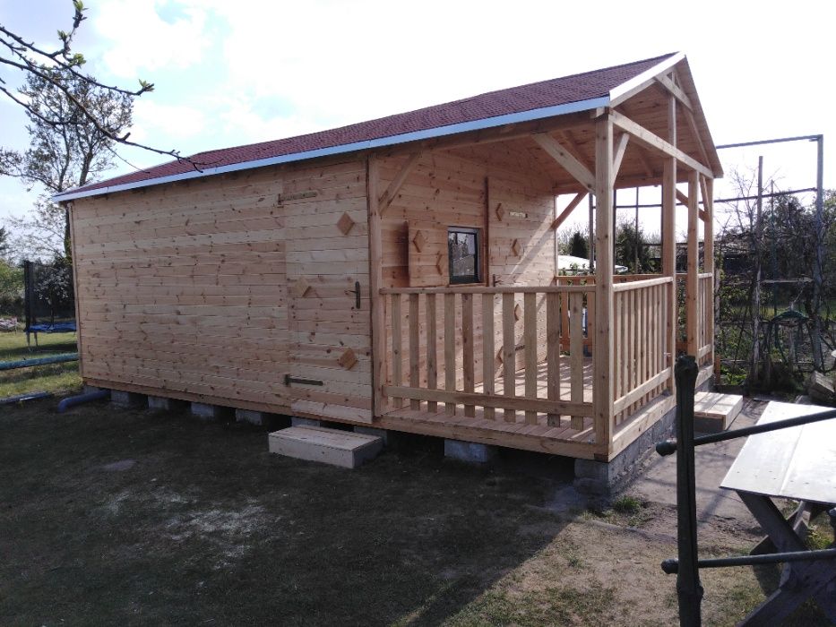 Drewniany domków, domek na działkę altanka ROD szopa narzędziownia