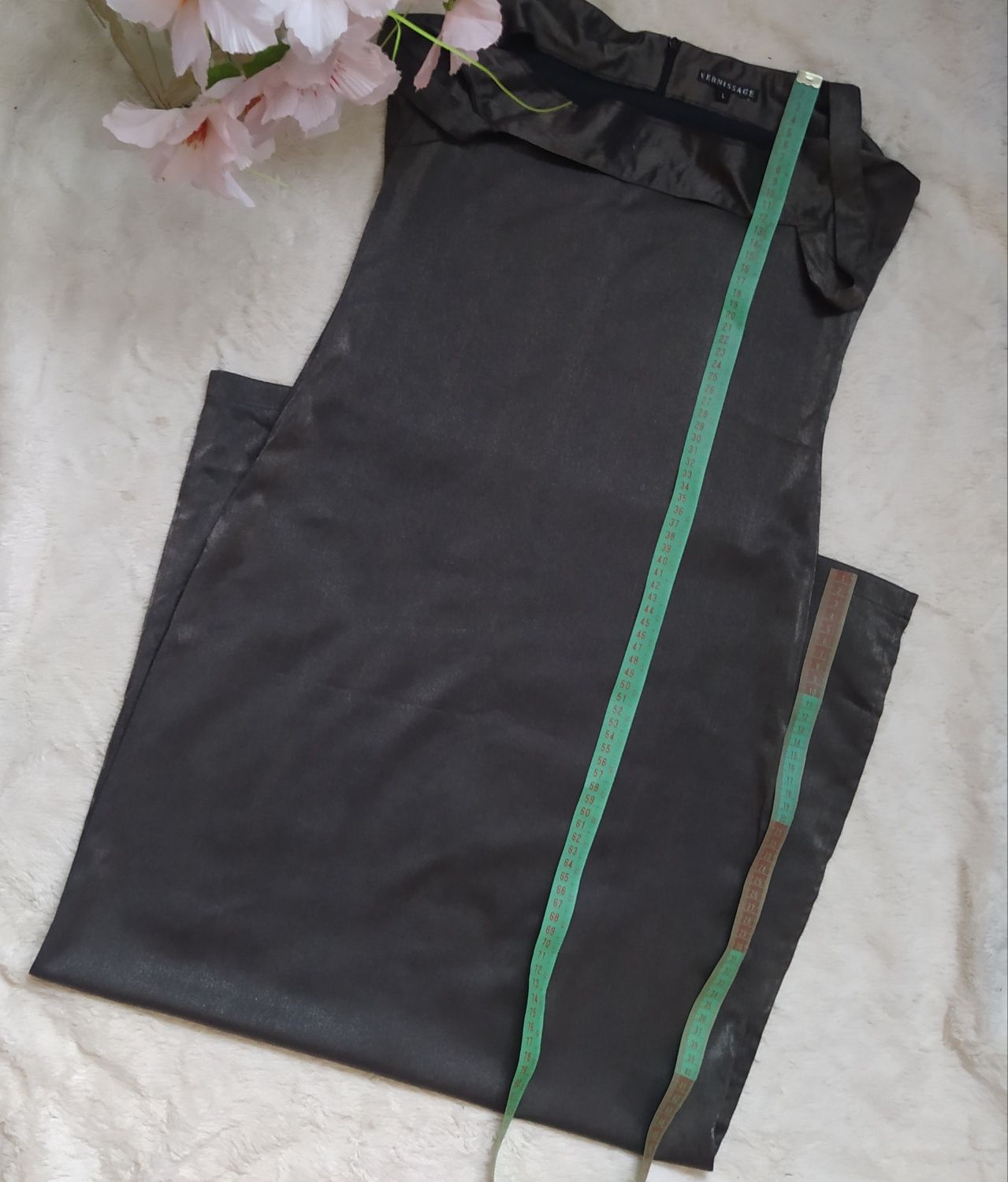 Wieczorowa sukienka 40 L wiskoza elegancka sexy z wycięciem rozporkiem