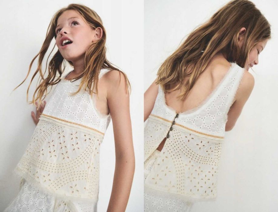 Zara  komplet spódnica + top z haftem szwajcarskim 12 13 lat