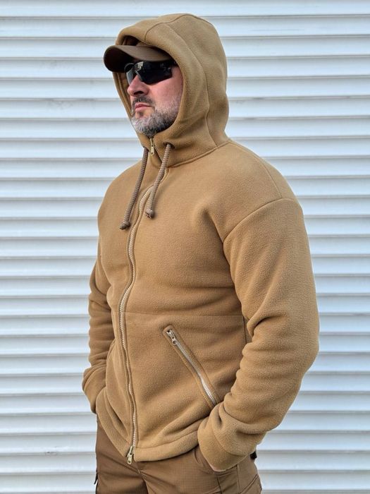 Кофта флісова тактична з капюшоном Грізлі Койот/Олива