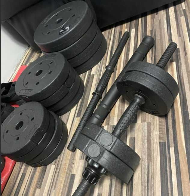 Nowe Hantle Treningowe Zestaw 2x20kg do Ćwiczeń Regulowane + Sztanga