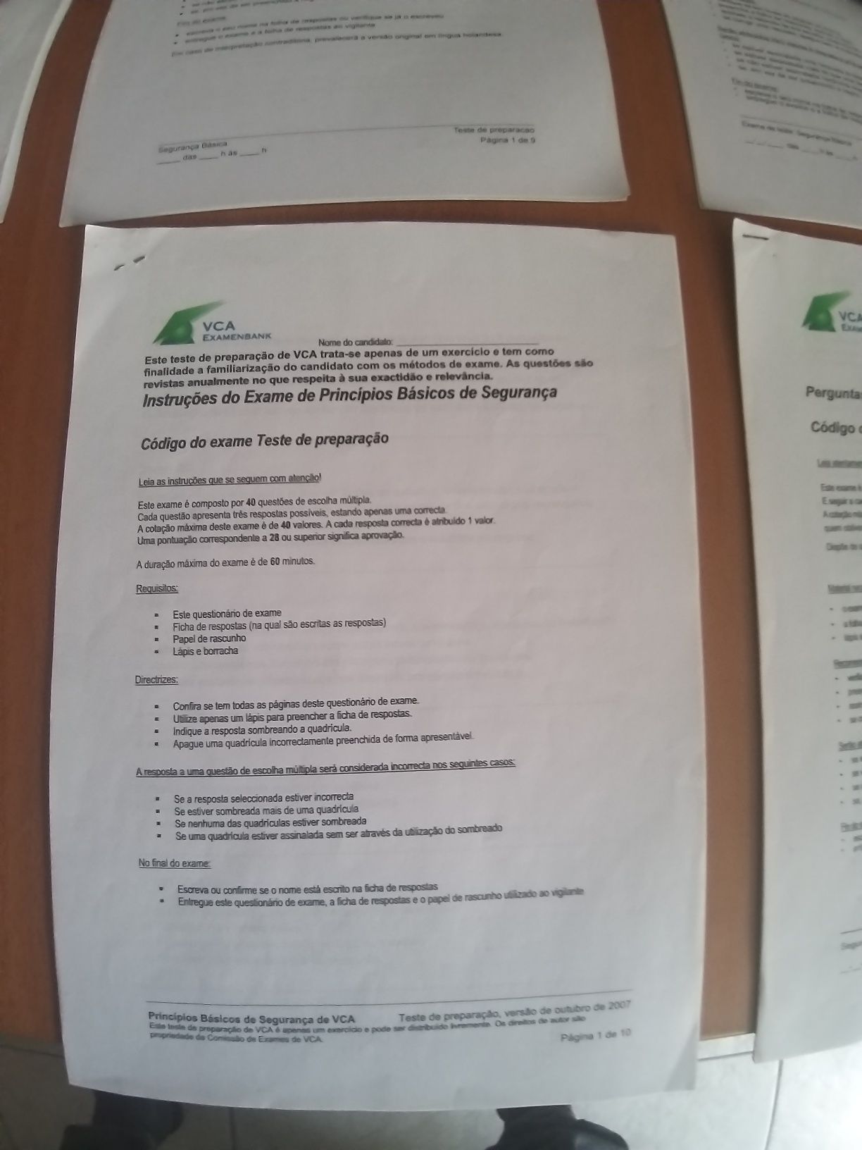 Passaporte de segurança Testes de VCA ,basico e supervisor tubistas