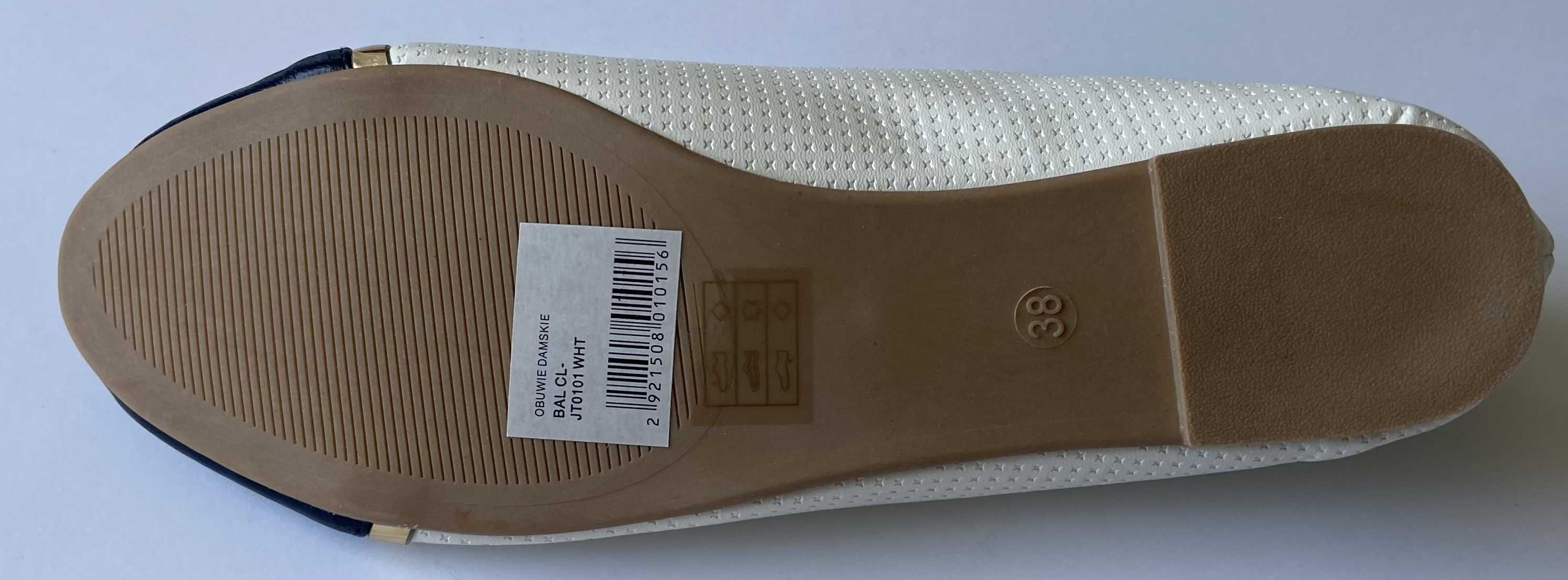 Białe baleriny skórzana wkładka rozmiar 38 (JT0101)