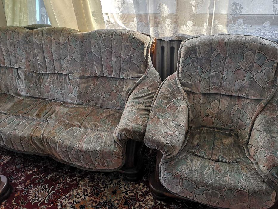 Zestaw wypoczynkowy kanapa 2 fotele dąb