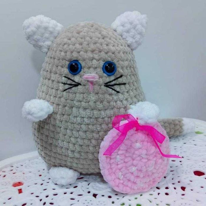 Новая вязаная Мягкая игрушка Prezzzent_ Кот Батон Ручная работа