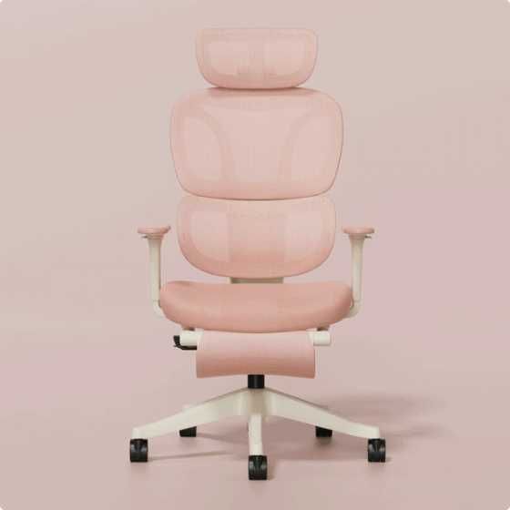 Ergonomiczne Krzesło  z podnóżkiem RÓŻOWE