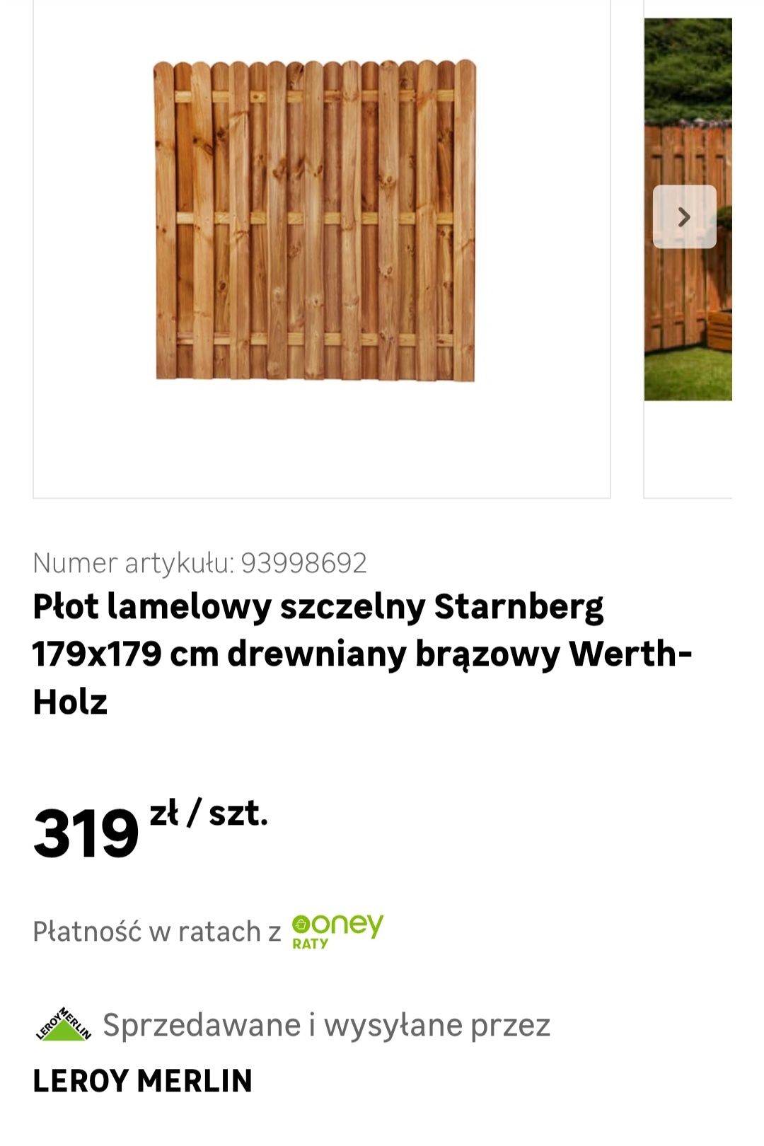 Płot drewniany STARNBERG 180x200cm Gruba deska