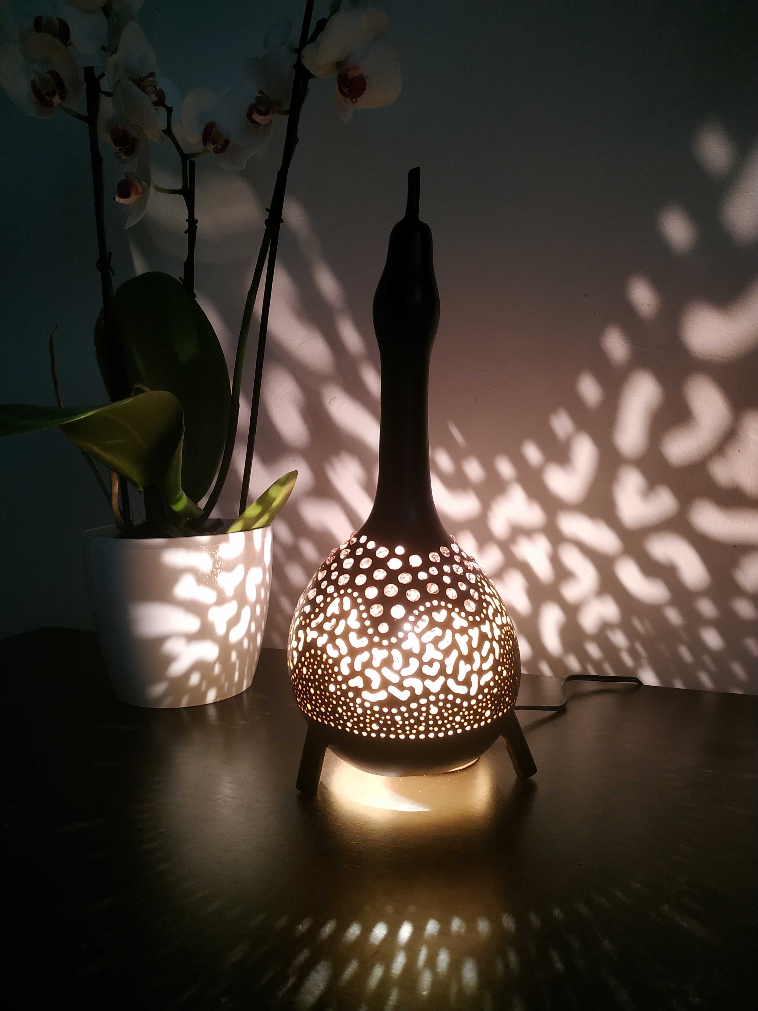 Lampa z tykwy, lampka z tykwy, rękodzieło, handmade