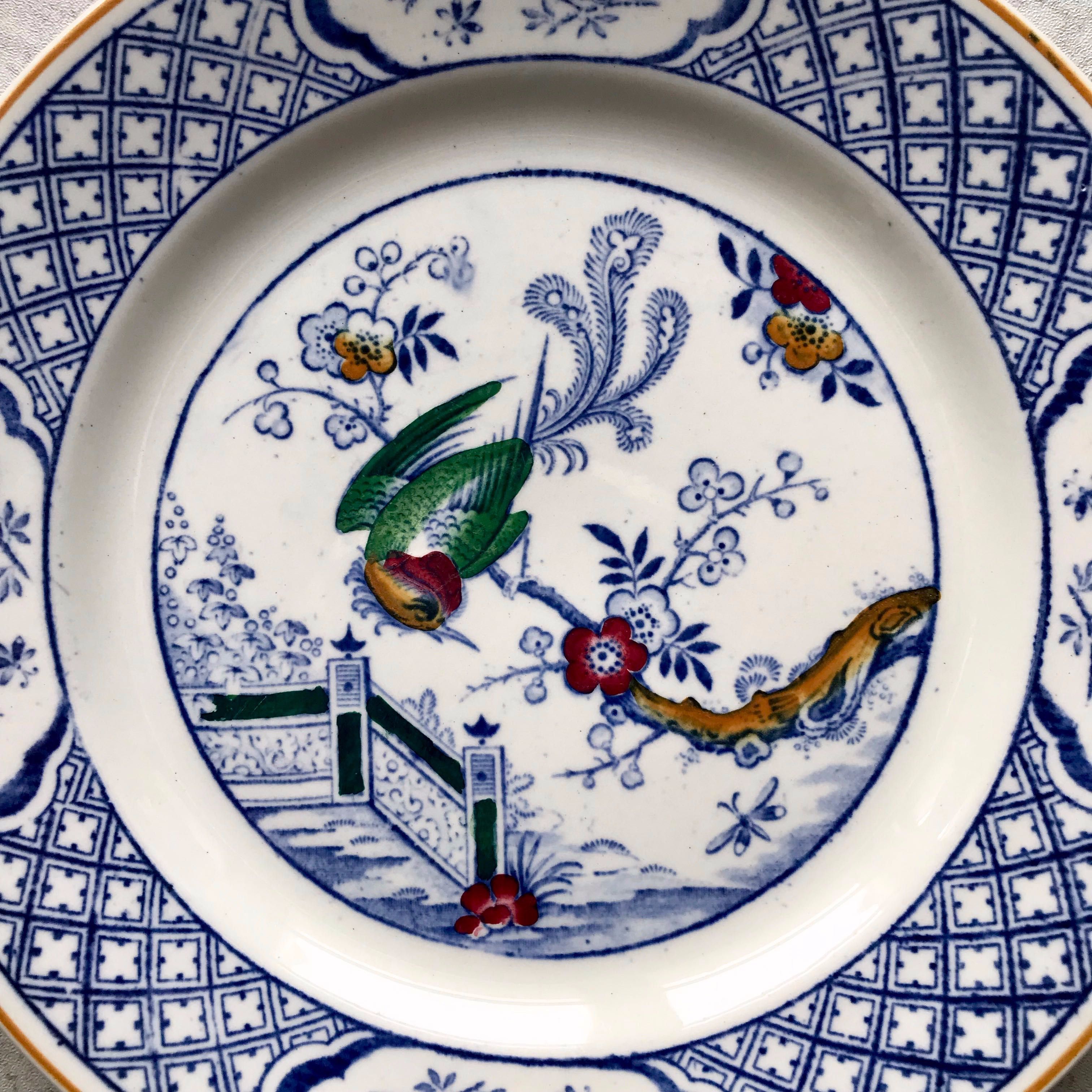 Talerz Norfolk Pottery Stoke for Lawleys, lata 30., przedwojenny, paw