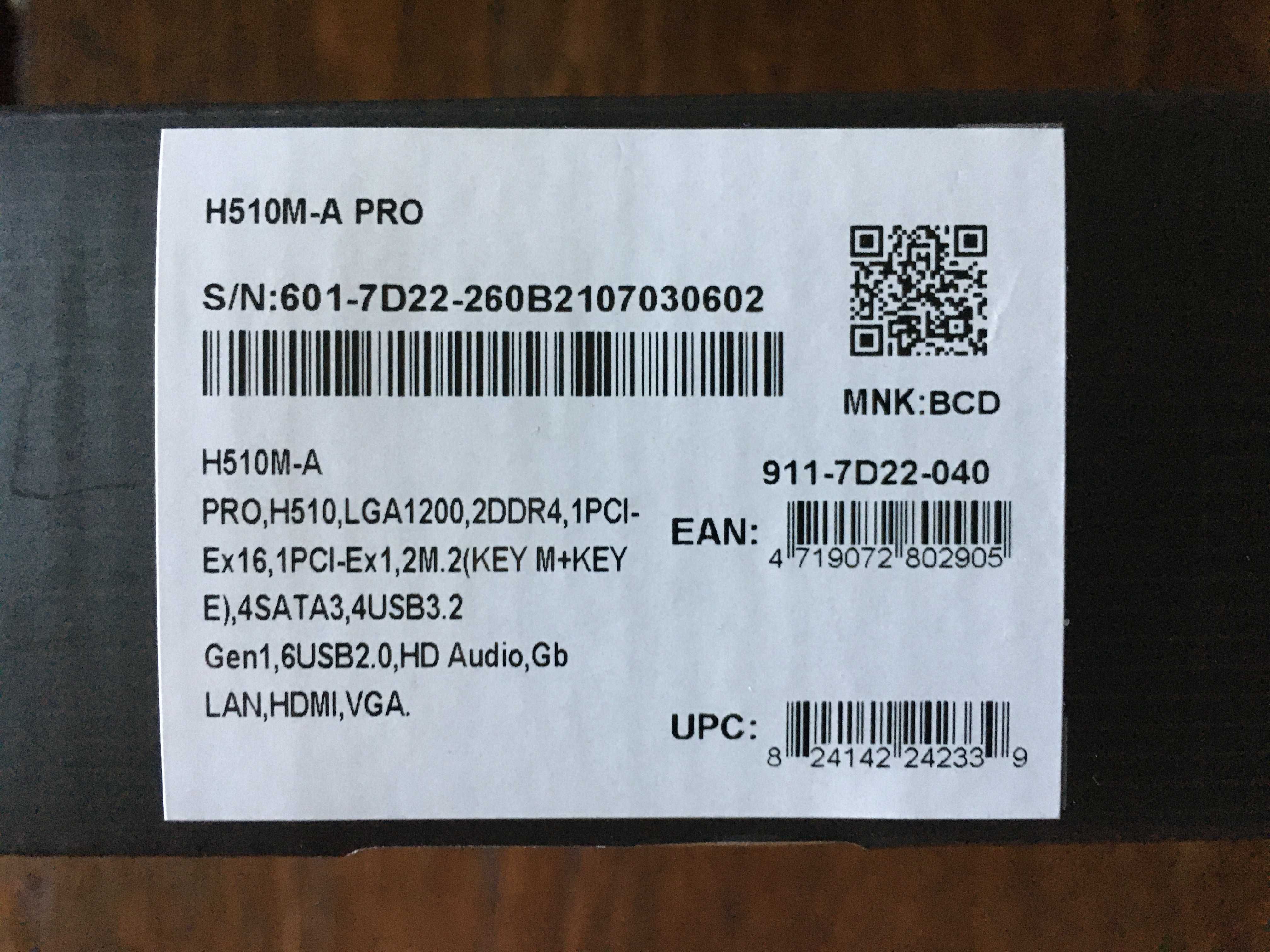 Материнская плата MSI H510M-A Pro (s1200, Intel H510)