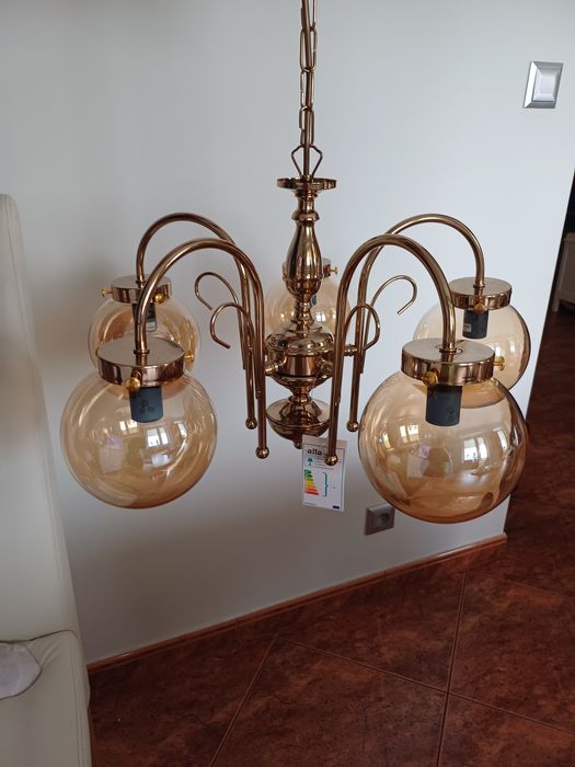 Żyrandol Alfa hero gold 5-ramienny , nowy