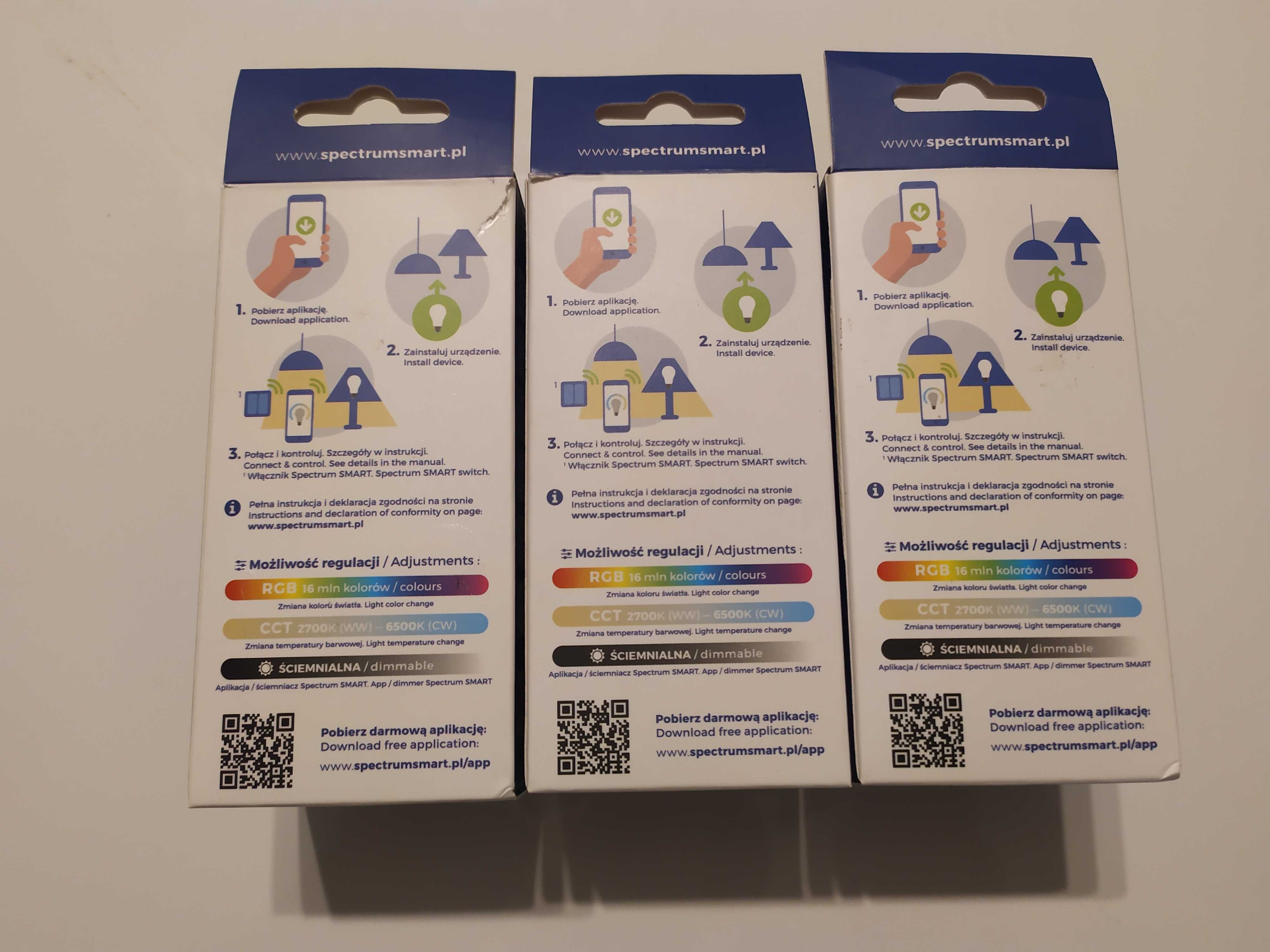 3 SMART Żarówki LED Spectrum E27 9W RGB 800-930lm - Inteligentny dom