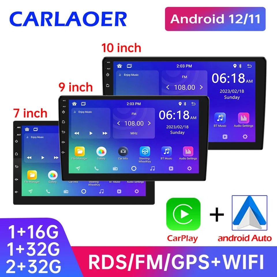 Андроид магнитола 9" дюйм 2din 2/32gb WiFI/GPS мультимедия Android 11