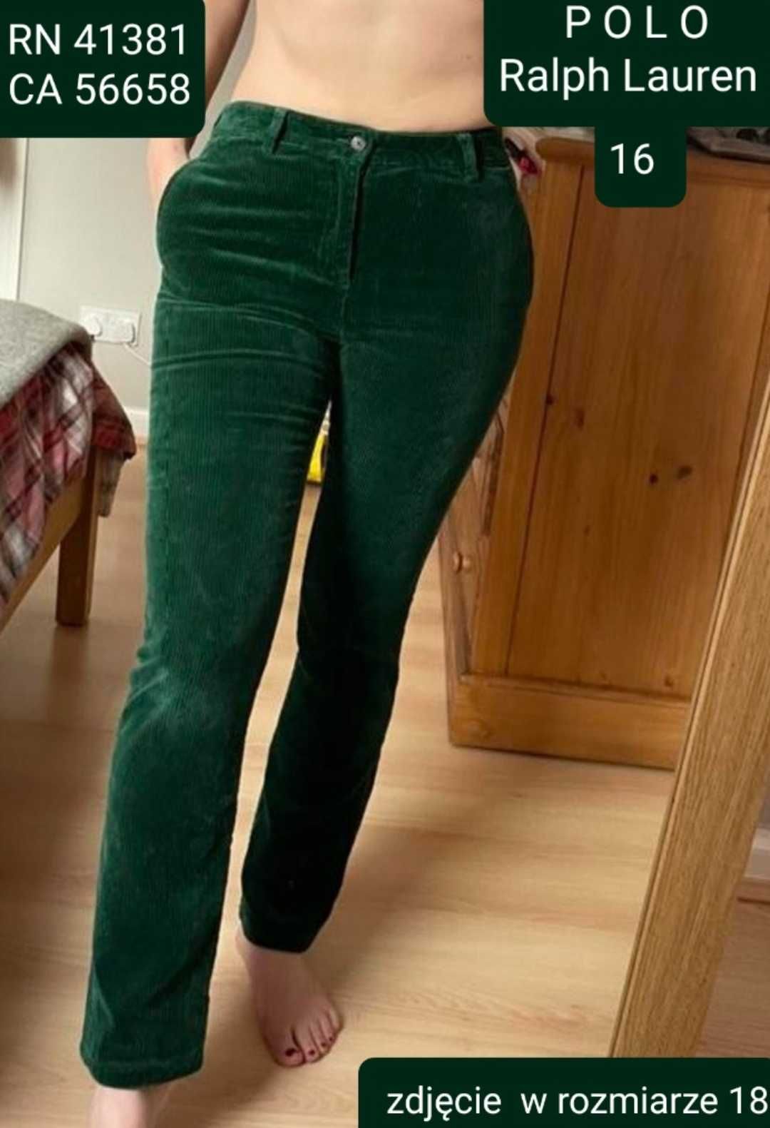 Ralph Lauren POLO damskie spodnie sztruksowe zielone 16 XS S
