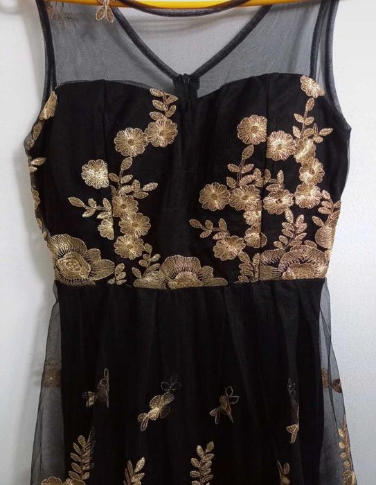 Sukienka damska czarno złota r. S/M