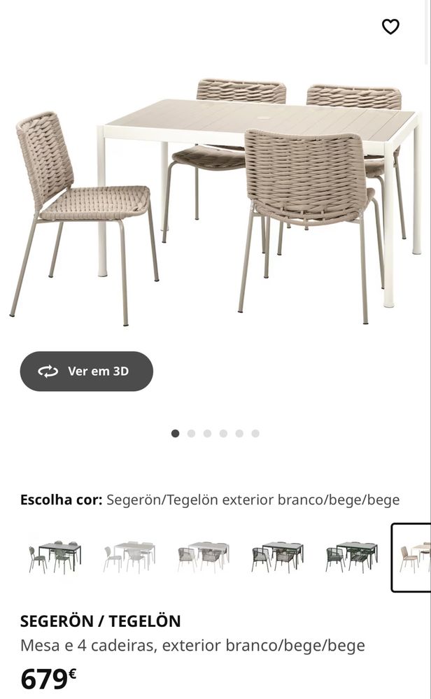 Conjunto de exterior: mesa e 4 cadeiras