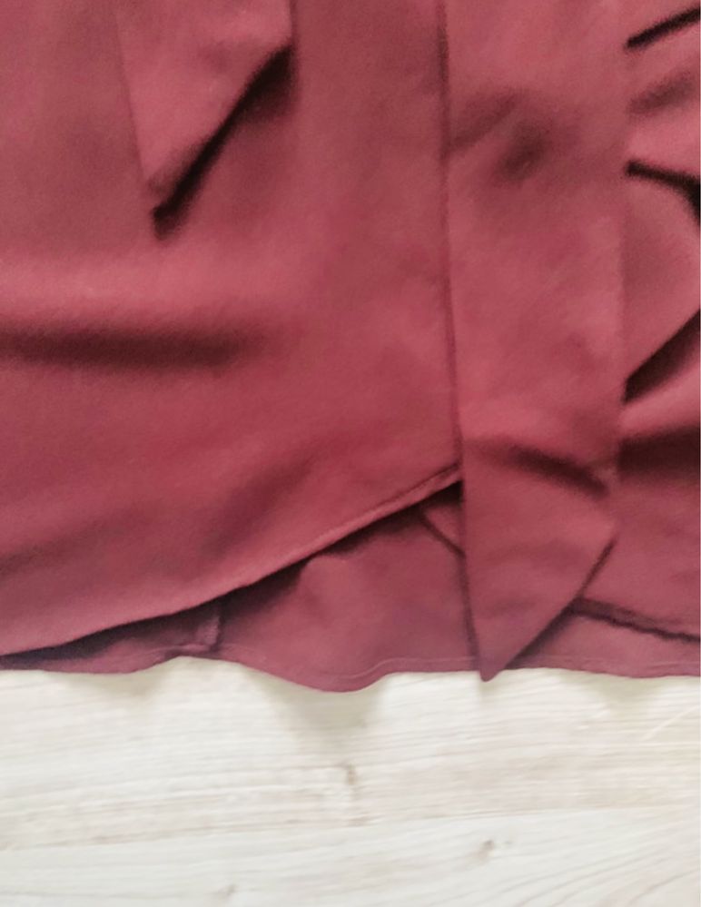 Bordowa burgundowa sukienka mini Topshop jak Asos rozcięcia wiązana 34
