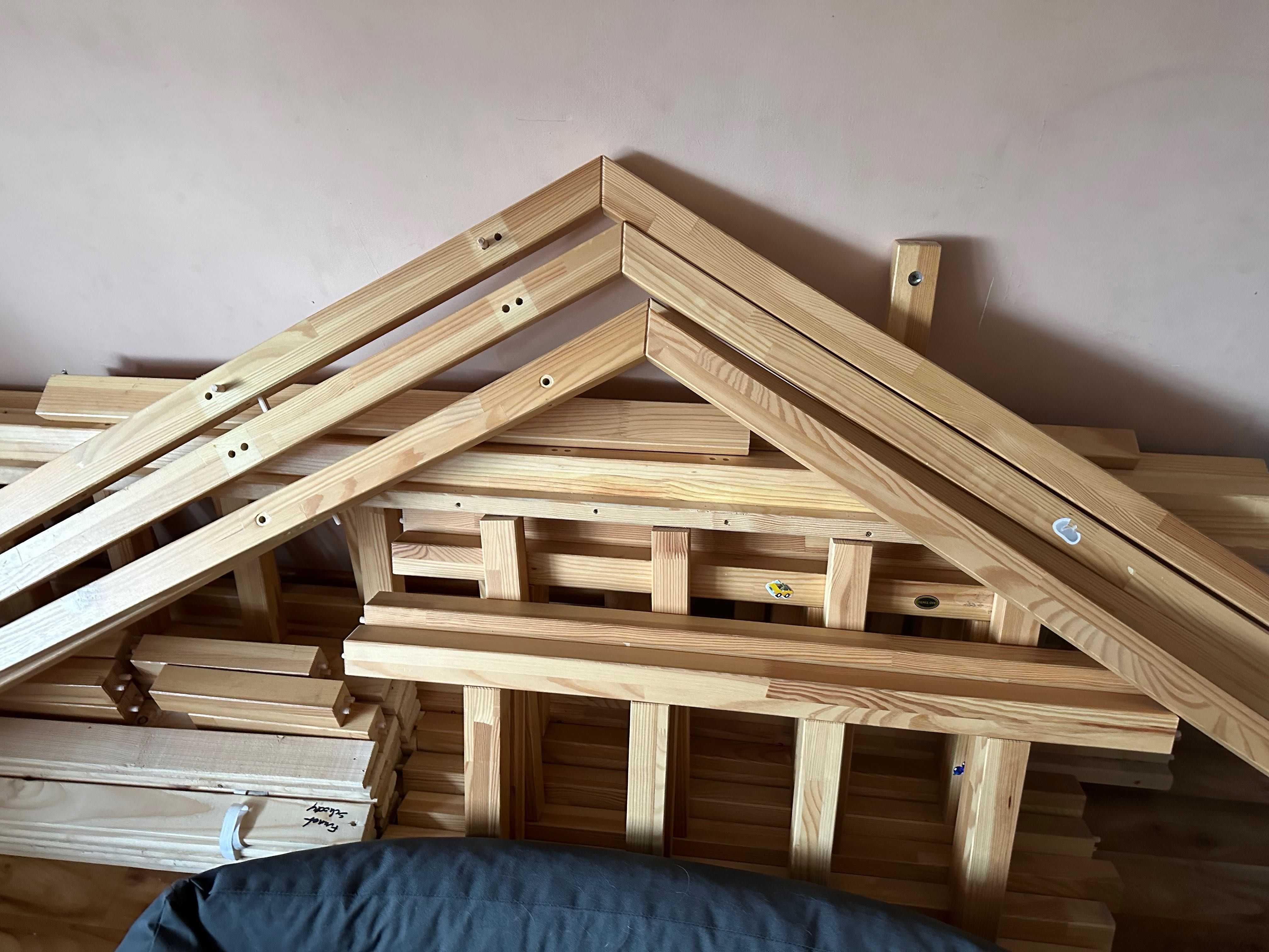 Łóżko łóżeczko drewniane piętrowe domek 99x189x222 cm