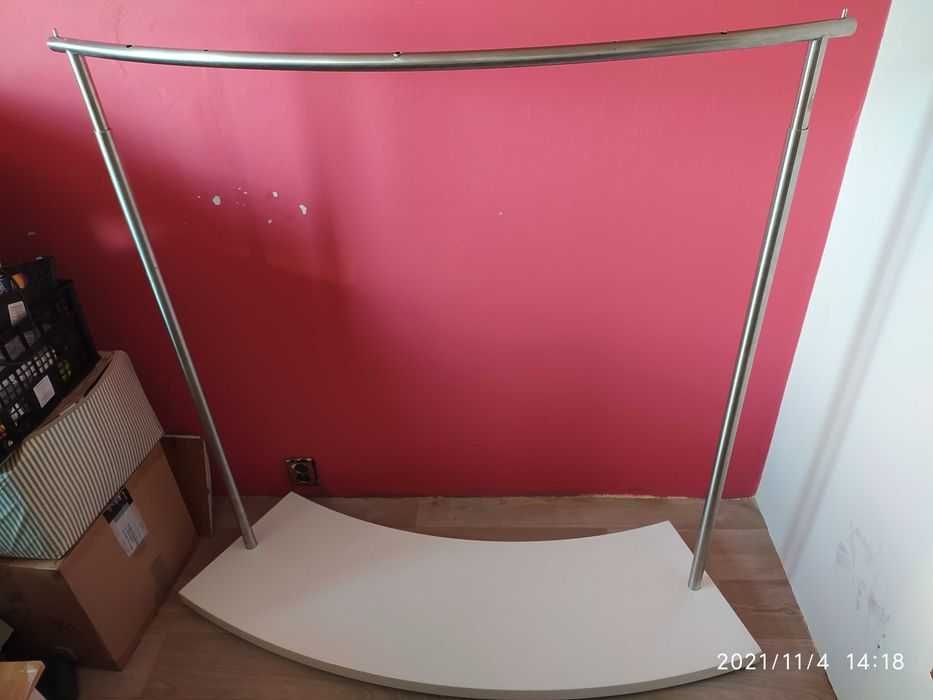 Wieszak stojący na ubrania+ płyta biały połysk dł.140cm do domu/sklepu