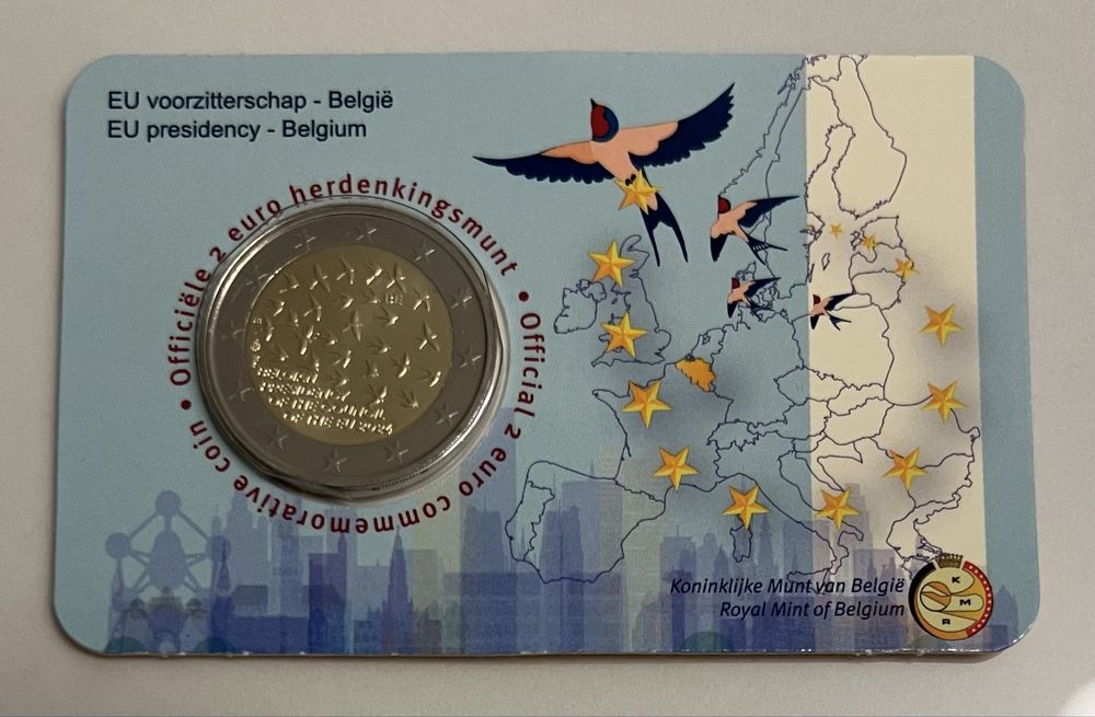 Moeda card de 2024 da presidência belda na UE