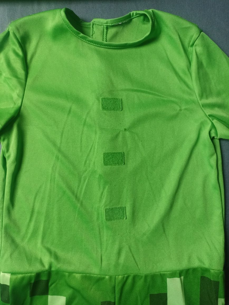Strój przebranie Creeper Minecraft + złoty miecz.Rozmiar M na 7/8 lat.