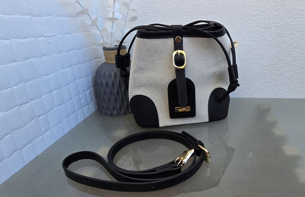 Mini bolsa de tecido c/polipele