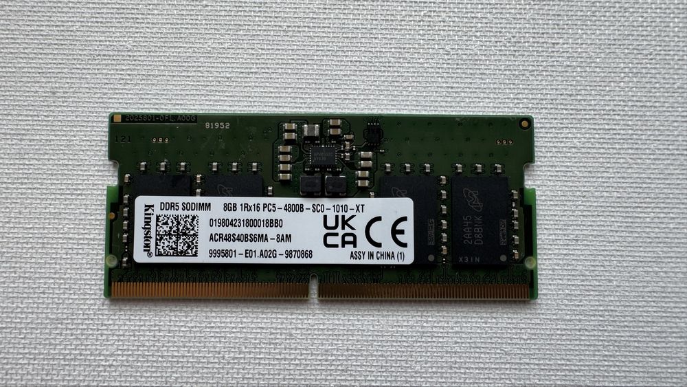 DDR5 SODIMM Kingston 16GB 4800 MHz пам'ять для ноутбука