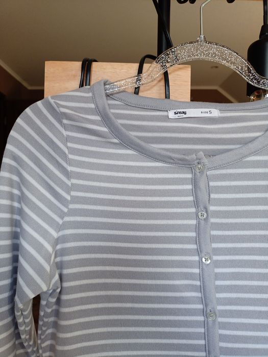 Szary sweterek w paski, Sinsay, XS/S