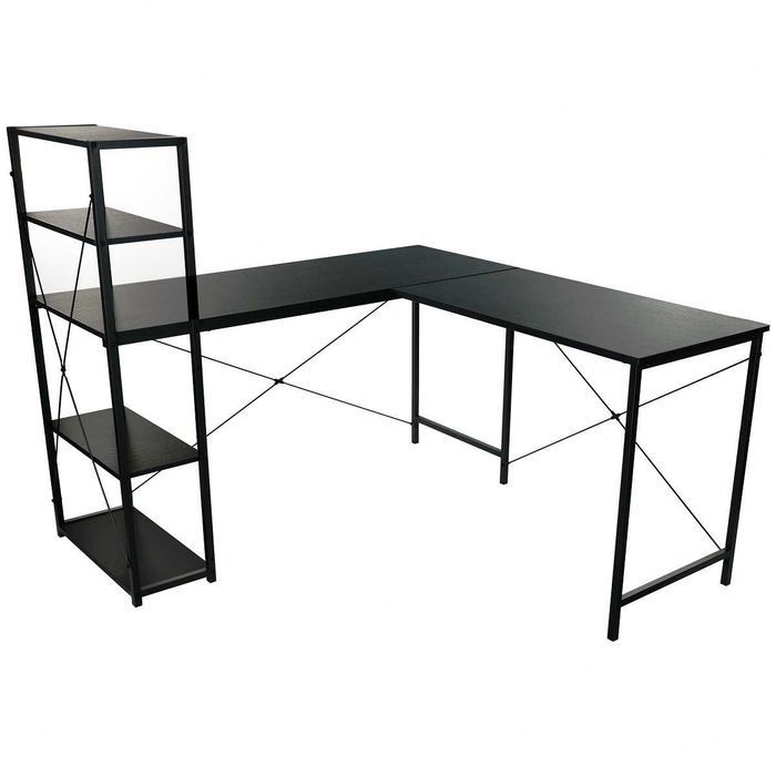 NOWE Biurko Narożne Gamingowe Czarne Duże Komputerowe Do Biura Szkolne