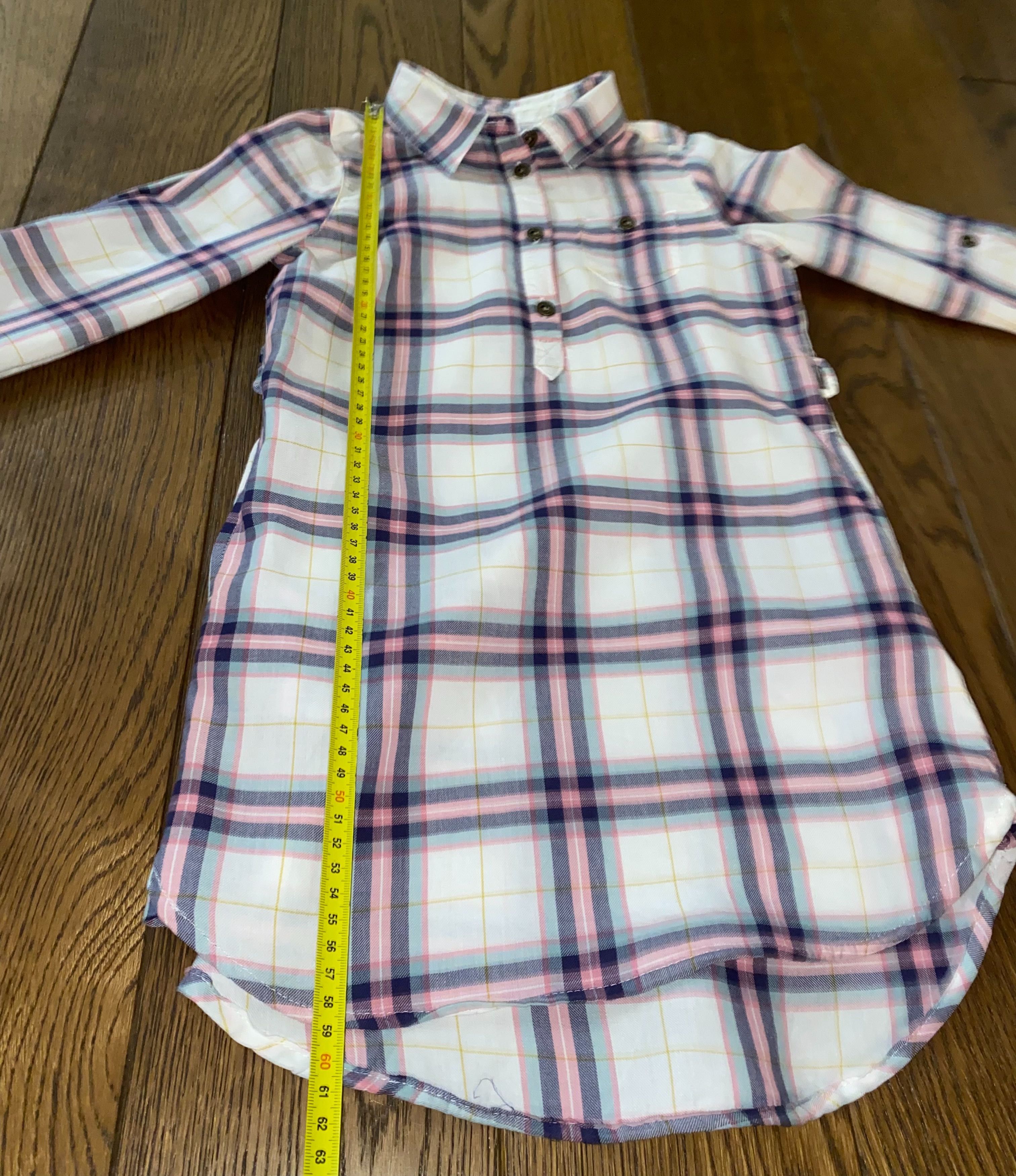 H&m sukienka tunika w kratkę z kieszeniami koszulowa kratka 122