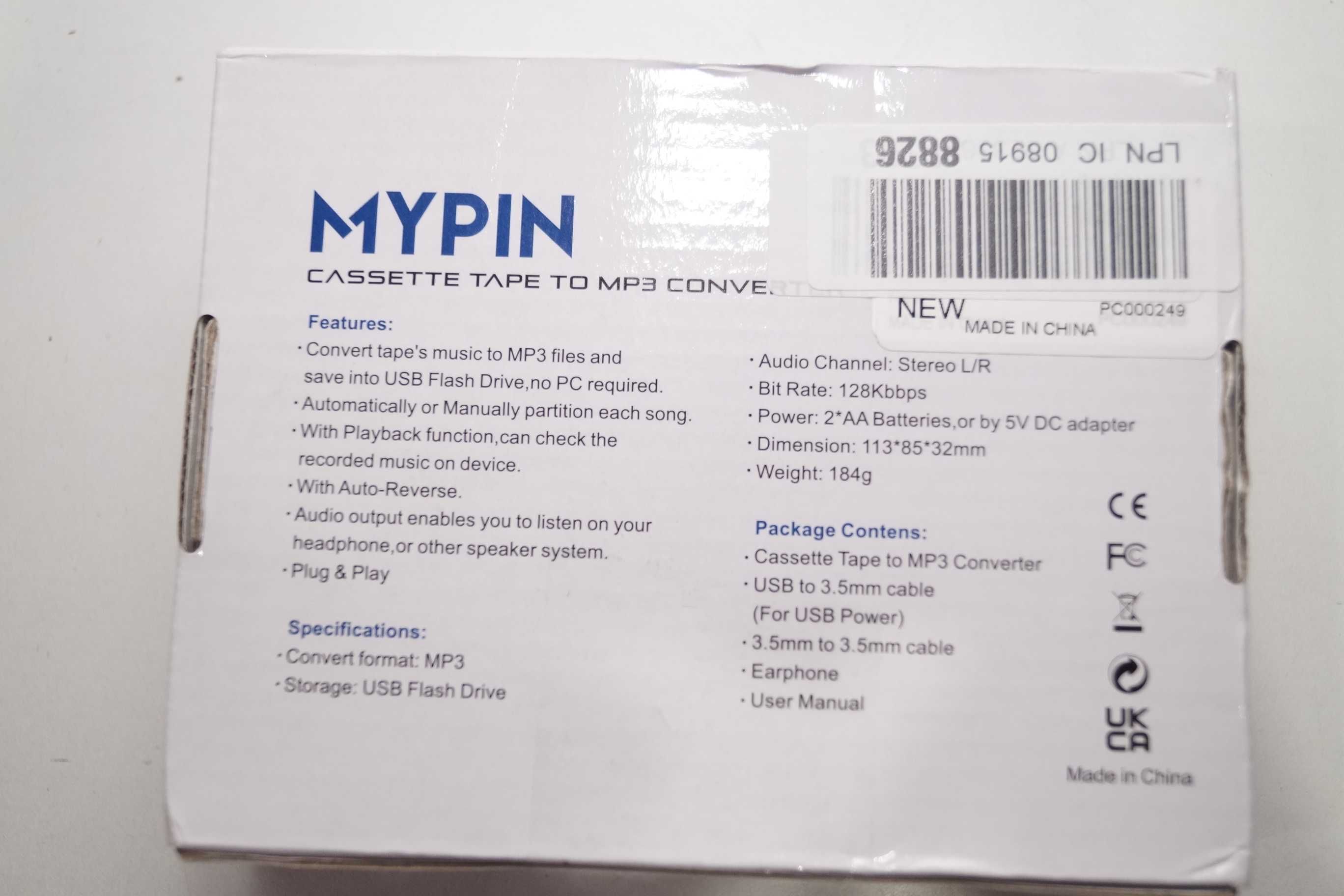MYPIN przenośny odtwarzacz kasetowy USB Walkman konwerter MP3