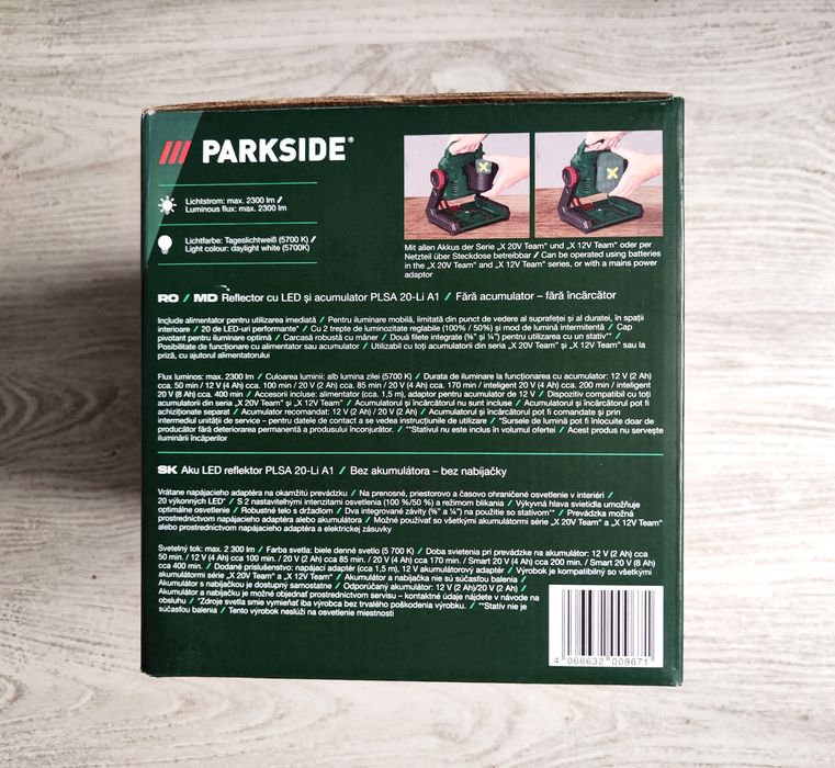 Акумуляторний прожектор Фонар PARKSIDE PLSA 20