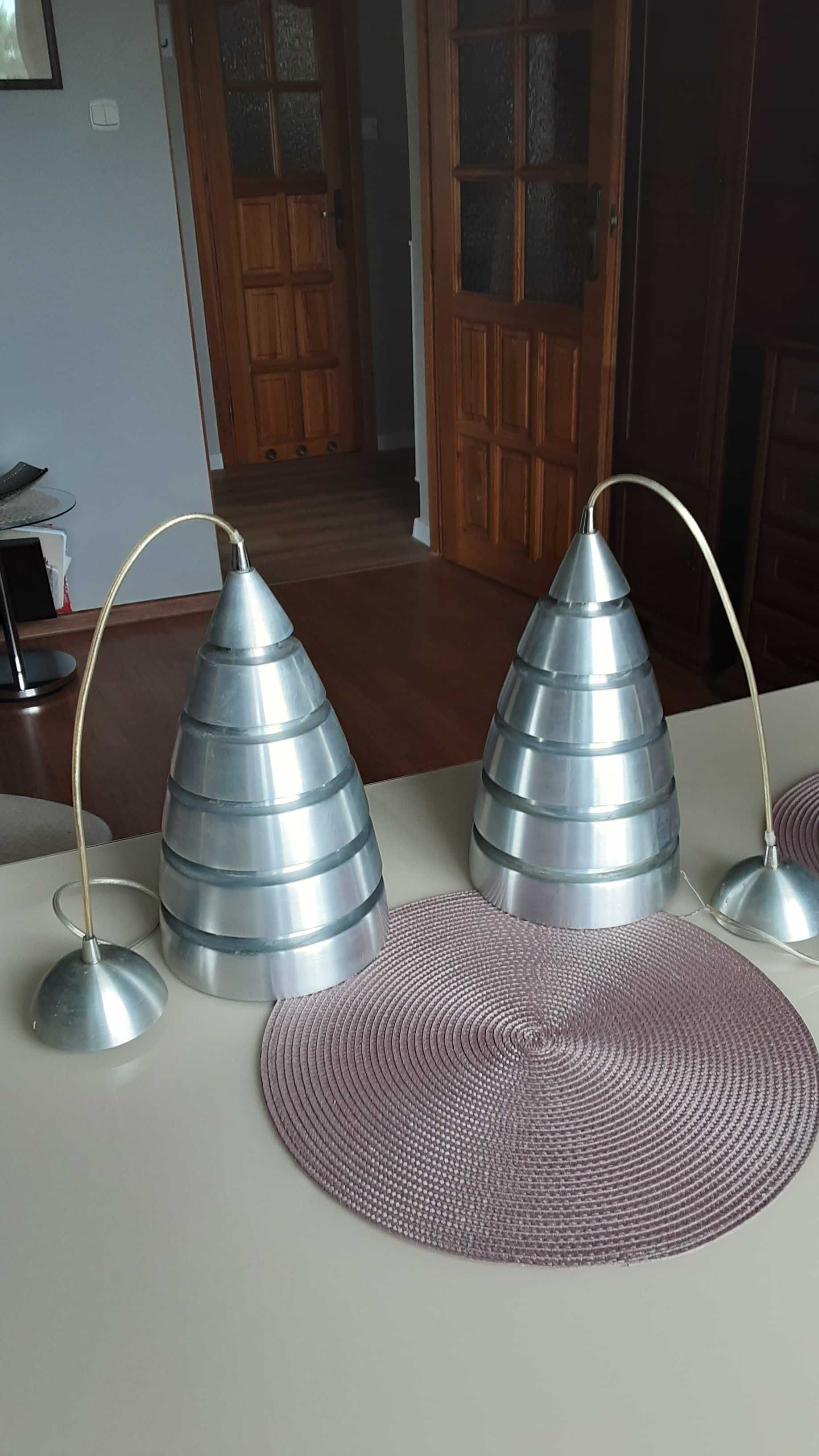 Lampy wiszące srebrne,aluminiowe 2 szt.