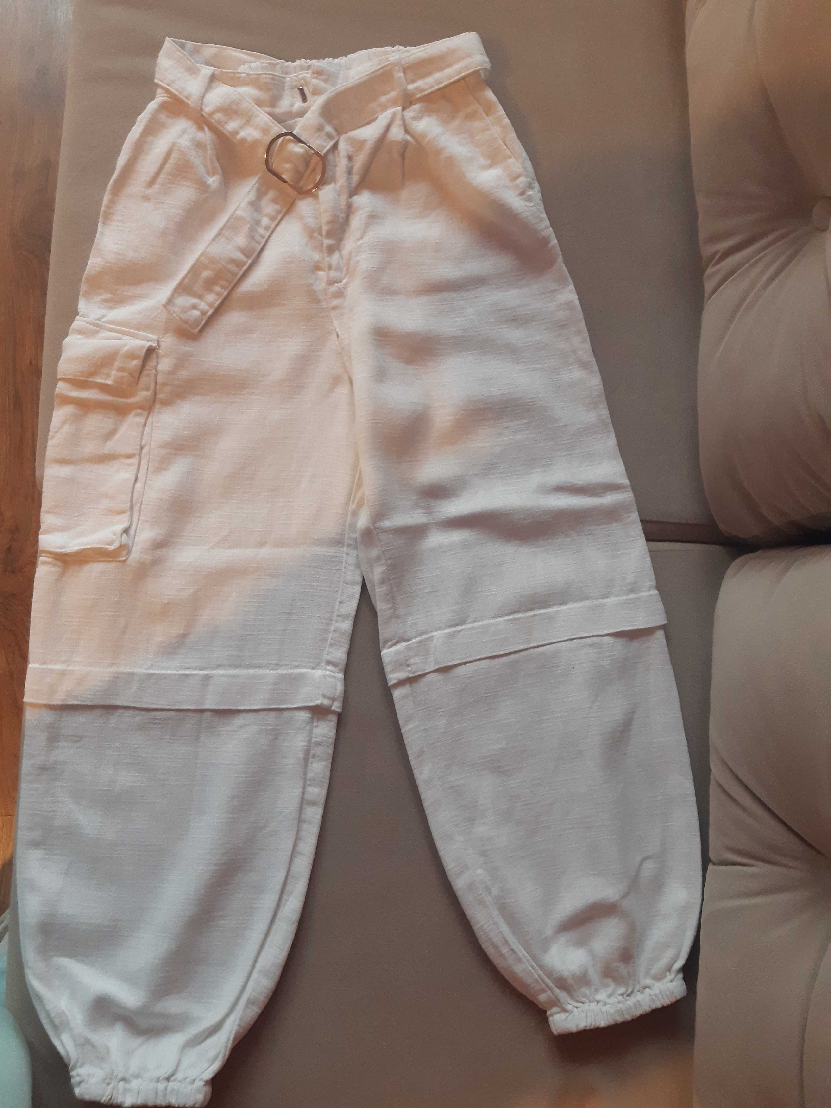 Spodnie białe lniane Zara 152