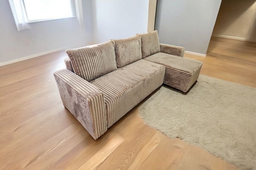Narożnik Kanapa Sofa Gruby Sztruks Dostawa Cała Polska