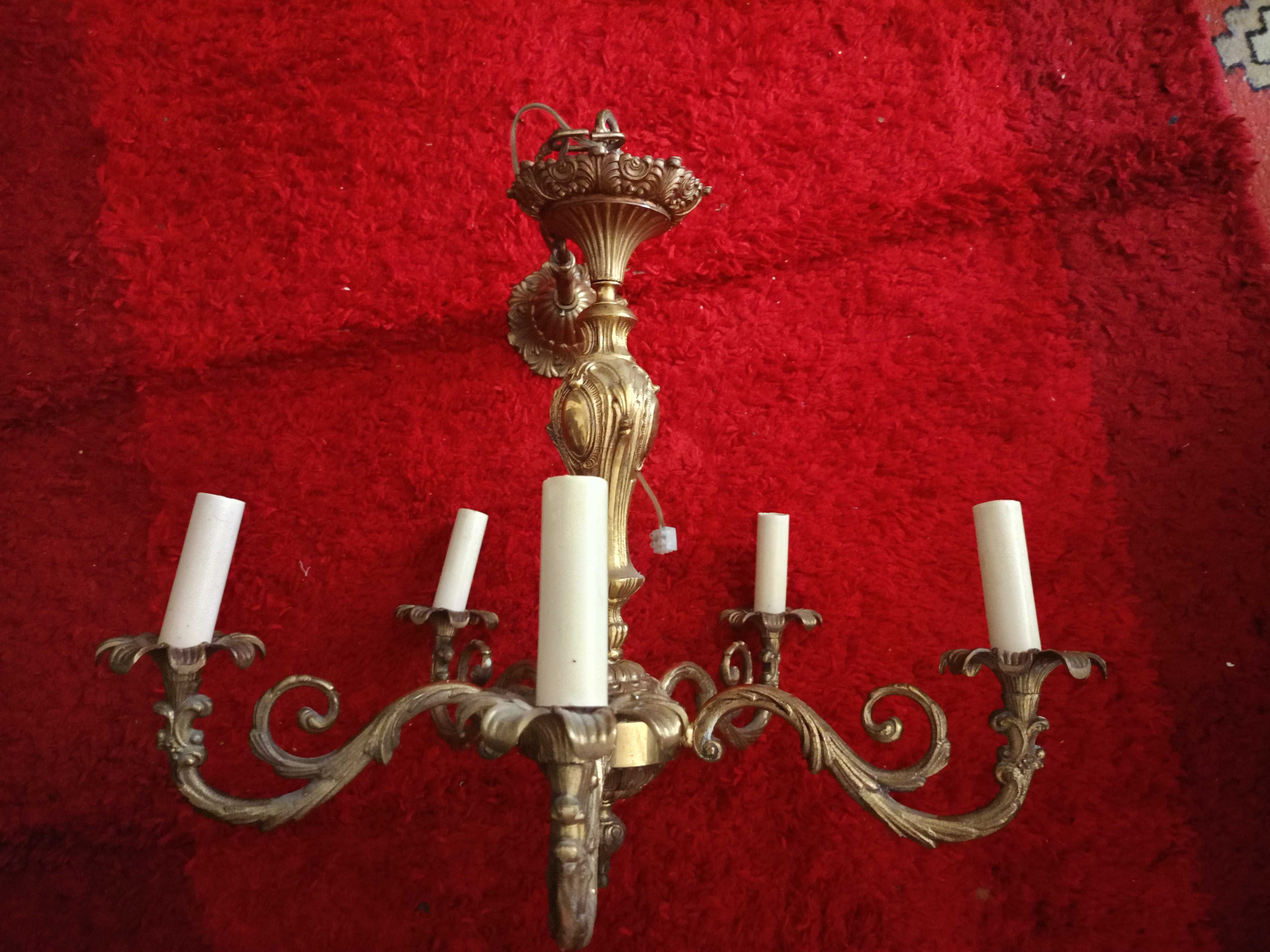 Żyrandol mosiężny 50cm x50cm piecioramienny Stan BDB Okazja