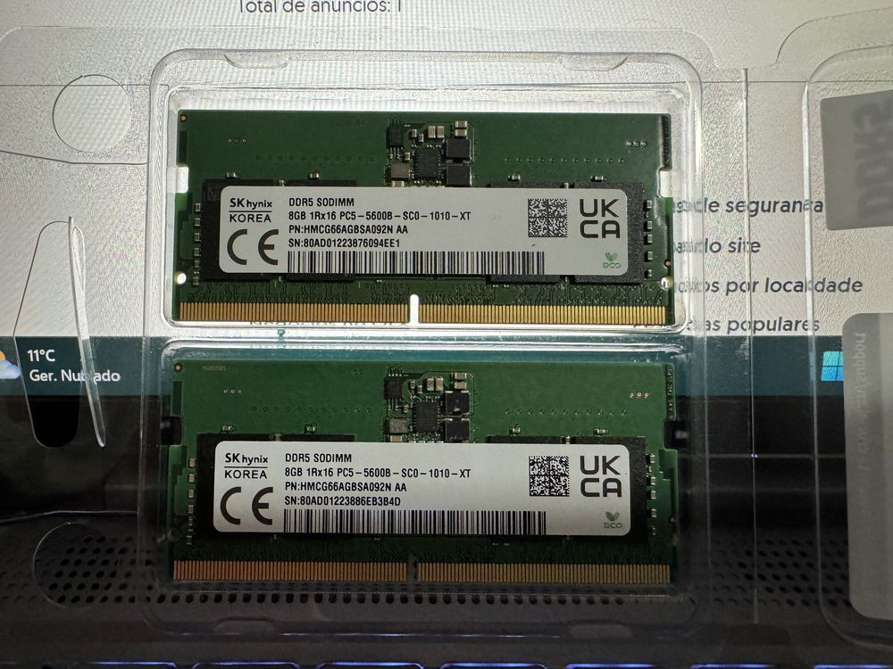 2x 8GB | Memória RAM DDR5 | SK hynix | SODIMM 5600Mhz