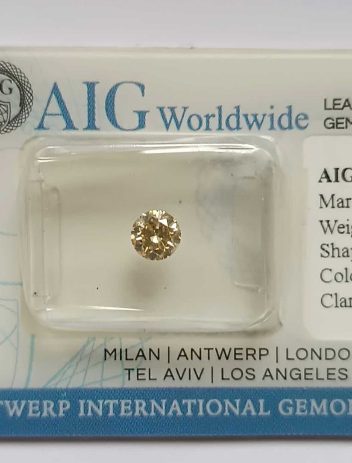 DIAMANTE 0,5 Ct VS2 - Redondo - Fancy Orangy Yellow - Certificado AIG