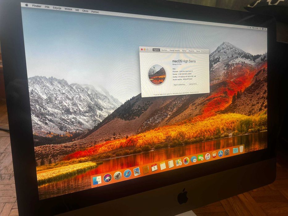 Apple iMac "Core i3" 3.06 21.5" 2010 DYSK SSD 4 GB RAM
