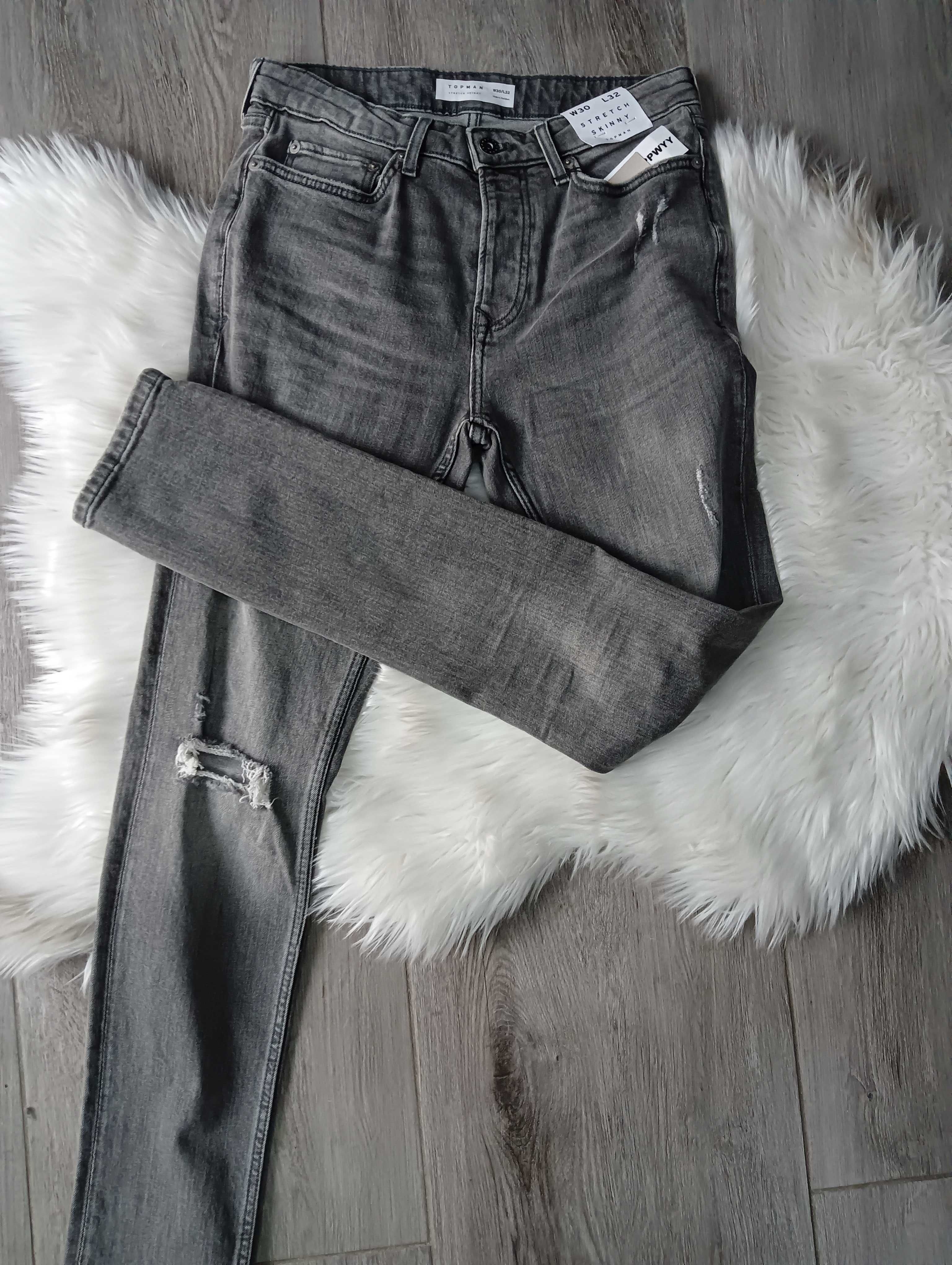 spodnie męskie jeansowe szare rozm w 30/ l 32 topman