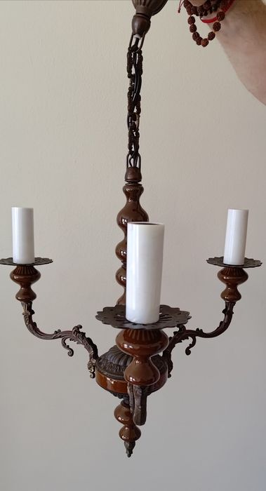 Żyrandol trójramienny vintage piękny solidny PRL