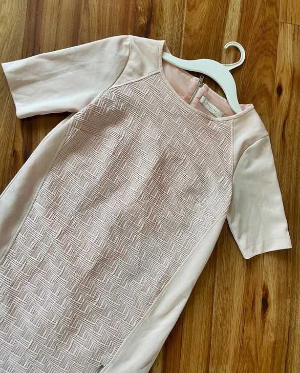 Reserved sukienka dres tekstura nude pudrowy róż m l 38 40 zamki zip