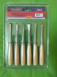 Набор фигурных стамесок - 6 штук с деревяными ручками