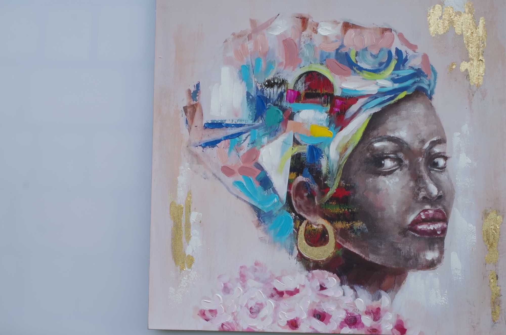 obraz do salonu Afrykanka ręcznie malowany